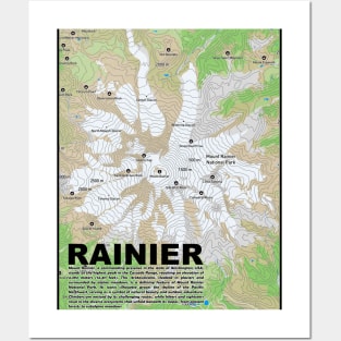 Summit Serenity: Rainier Elevation Map Posters and Art